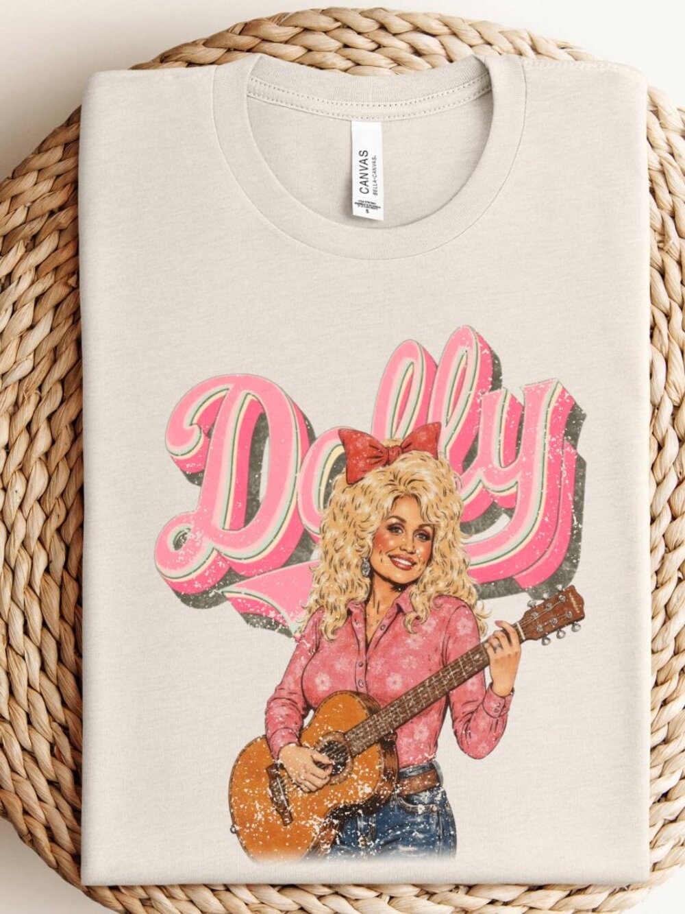NWT Country Dolly Parton Graphic Tee Beige and Pink - Picture 3 of 6